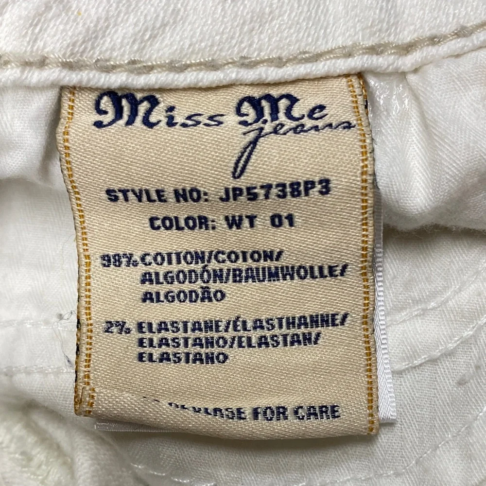 Miss Me‎ size 25 white capris Jeans with embroidery embellished pockets stretch - Picture 12 of 14